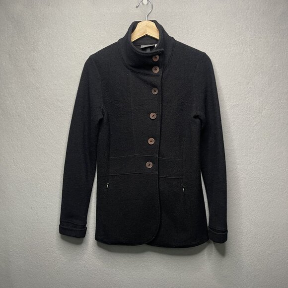 ibex Jackets & Blazers - Womens Ibex Wool Jacket Black Size S Made In USA With Button Front & High Collar